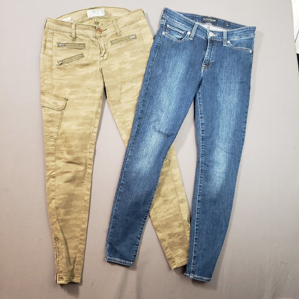 2pc lot Lucky Brand Jeans Size 2/26, Charlie Skinny Cargo and Ava Super Skinny